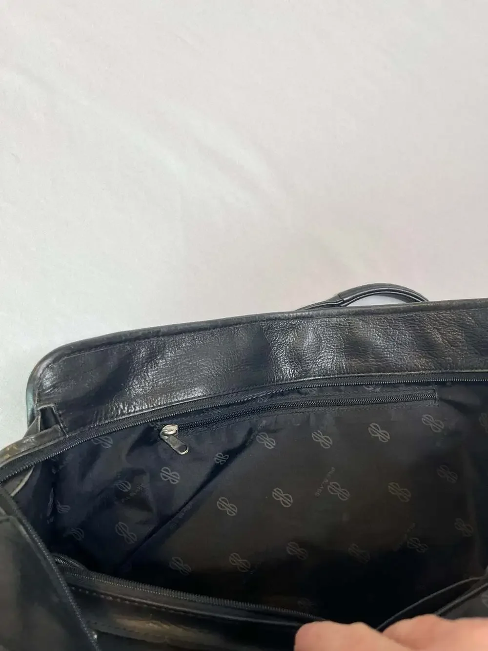Vintage 80s Bill Blass Black Leather Laptop Messenger or Shoulder Bag